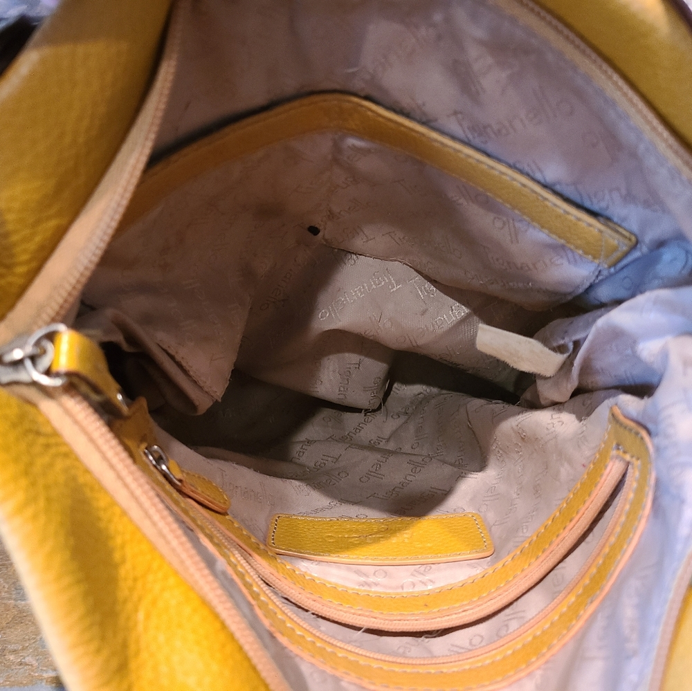 Tignanello Mustard Yellow and Brown Leather Purse/Shoulder Bag Multi Conpartment - Picture 13 of 14